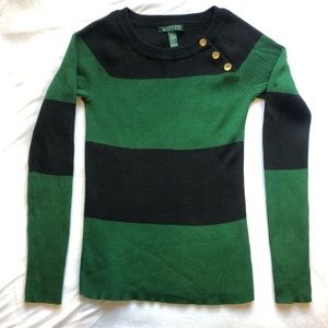 Lauren by Ralph Lauren Navy Blue and Green Sweater